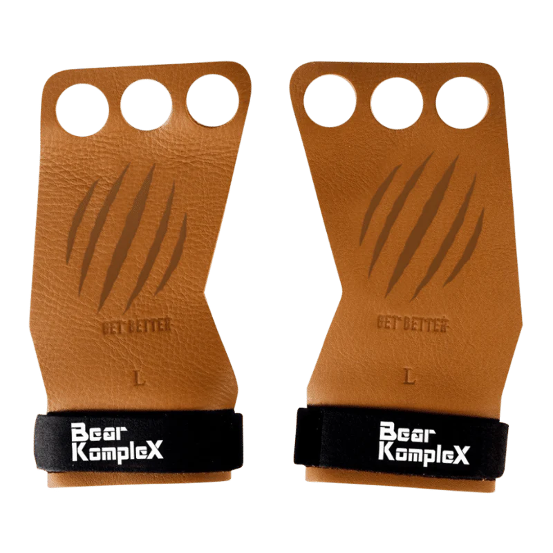 Bear KompleX 3 Hole Hand Grips | Tan Leather