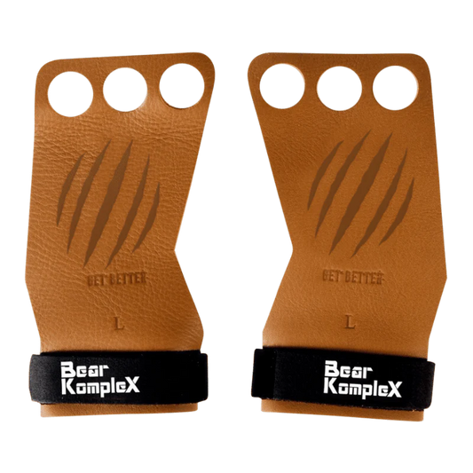 Bear KompleX 3 Hole Hand Grips | Tan Leather