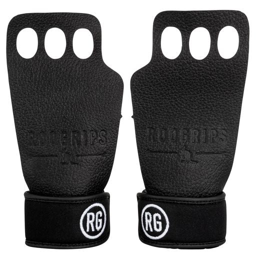 RooGrips 3 Finger Protective Leather Hand Grips | Black